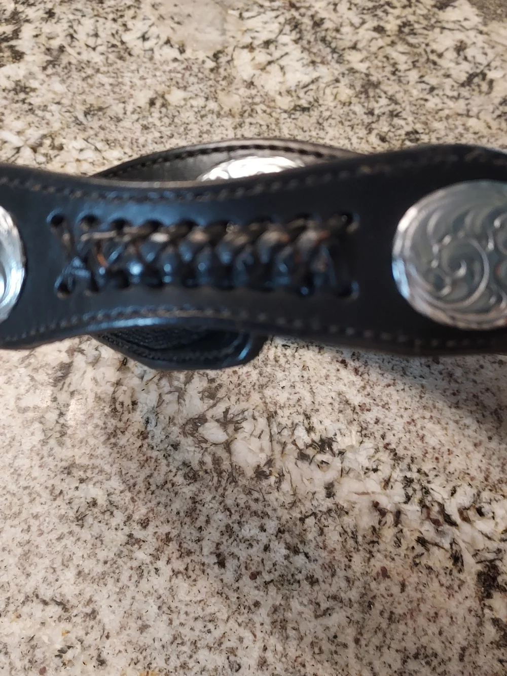 Vtg. J R Palacios Men's Tooled Belt w Intricate Braiding & Silver Conchos. Sz 42